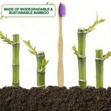 Periuță de dinți 10 buc, periuță de dinți din bambus, periuță de dinți de călătorie, periuță de dinți de unică folosință cu peri super moi pentru dinți și gingii sensibile, mâner din lemn pentru curățare profundă și îngrijire orală, acasă, baie, înapoi la școală, călătorie, pachet familial