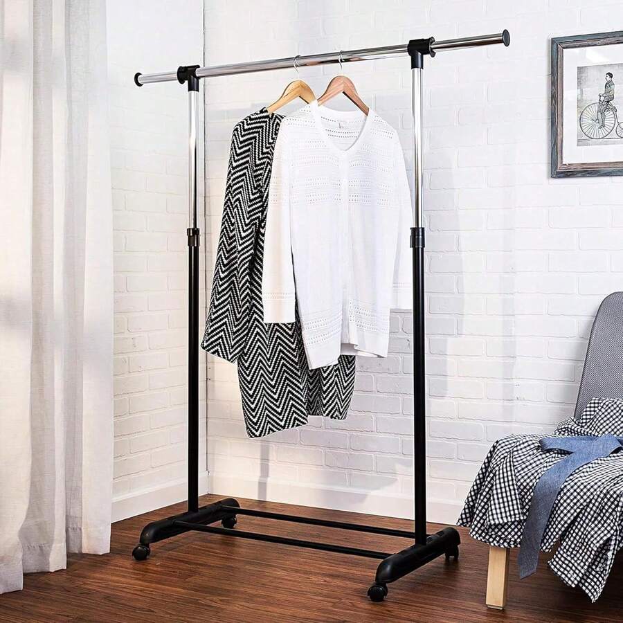 Tendedero Móvil de Acero Inoxidable con Ruedas y Altura Telescópica - Ideal para Almacenamiento de Ropa, Armarios y Suministros - Modelo-2 - Ver 1