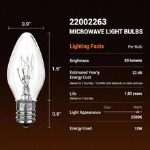 22002263 - foco para secadora de hidromasaje, repuesto para secadora de ropa , base E12 de 120 V, 15, reemplaza la pieza WP22002263 3406124 4344740 PS11739347, paquete de 2 - inicial - Ver 2