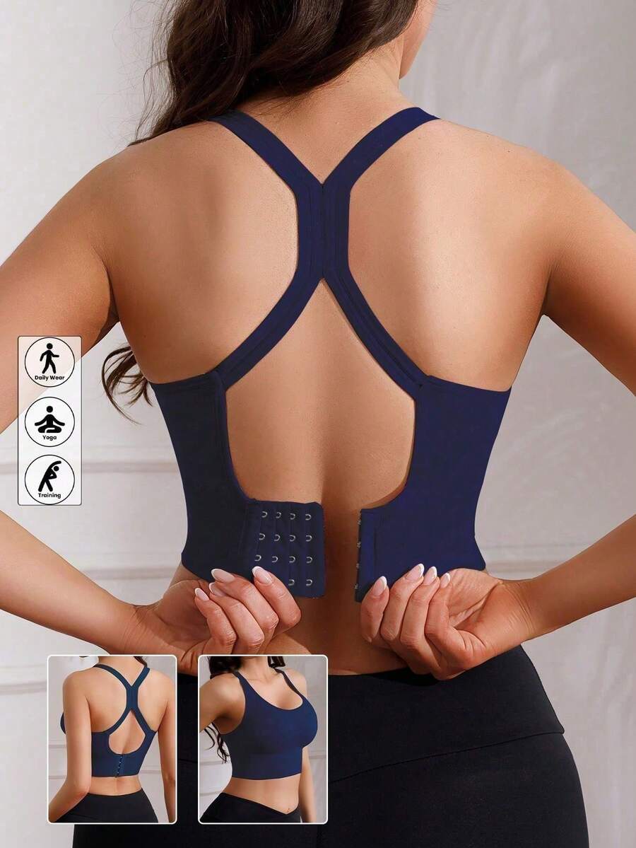 Women's Sports Yoga Bra Top, Criss-Cross Activewear Sports Bra, Supportive & Non-Slip For Running