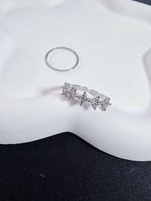 2 Pieces Cooper Zirconia Toe Rings Set For Women