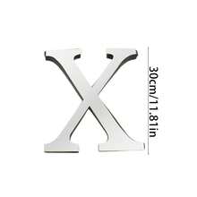 Silver Mirror Alphabet A-Z Wall Stickers - 10/15/20/30cm Tall Letters & Symbols Sold Separately, Dual-Layer Design: Reflective Acrylic Top + 1cm Thick Foam Base With Adhesive, Apply Together For 3D Effect Or Use Only Mirror Layer, Create Custom Words On Walls/Windows, Ideal For Marriage Ceremony Initials, Inspiring Messages In Work Areas, Romantic HOME Displays