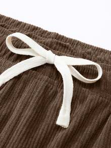 Plus Size Men's Corduroy Loose Straight Leg Pants, Solid Color Casual Street Style, Suitable For Spring And Autumn, Winter - Coffee Brown - View 4