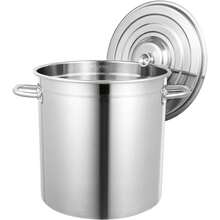 35L/30 Quart Stainless Steel Stock Pot, Large Cooking Pots Canning Cookware With Stainless Steel Lid, Cookware Sauce Pot Soup Pot Grade Stockpot For Storing Various Liquid Soup, Rice, Flour - Silver - View 3
