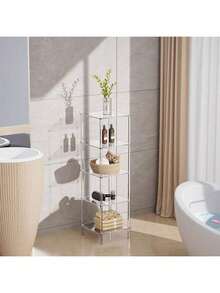 4-6 层亚克力透明书架，独立式角落储物架，适用于客厅、卧室、浴室、小空间