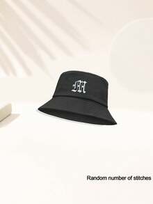 1 Pieza Sombrero de cubo de estilo gótico universal de unicolor con patrón de 26 letras, adecuado para exteriores, viajes, vacaciones en la playa, protección solar, pesca, senderismo, adecuado para combinar con moda festiva y casual, mejor regalo de vacaciones
