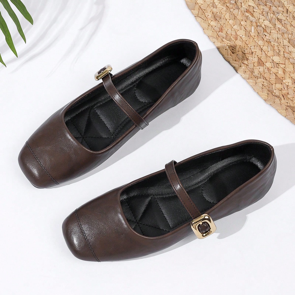 Bailarinas de mujer con escote bajo estilo Mary Jane, estilo retro francés, suave, para primavera/otoño