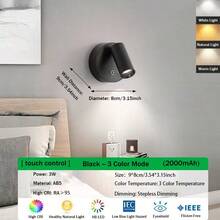 1 Stück LED wiederaufladbare Wandleuchte, magnetischer Scheinwerfer, dimmbare Malerei Beleuchtung, Nachttischlampe, Augenpflege Schlafzimmer Nachtlicht, kabellos ohne Bohren, 360° drehbar mit Touch-Steuerung, mit 2000mAh Lithium-Akku, nicht wasserdicht aus ABS und Kunststoff