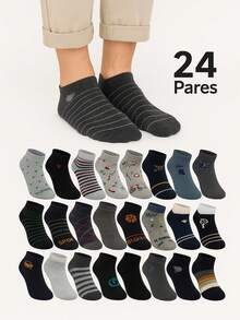 SL.MAX Calcetines para hombre paquete de 24 pares con diferentes modelos, tines deportivos o informales DISEÑOS RANDOM - Multicolor4 - Ver 10