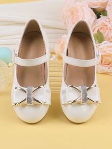 Girls' Fashion White Patent Leather Bow Tie Dress Shoes, Suitable For Formal Occasions, Parties, Weddings, Performances, Dances, Holidays, Suitable For Toddlers, Little Girls, And Big Girls