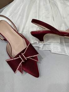 High Heeled Women's Shoes, Fashionable Large Buckle Women's Shoes, Daily Elegant Style,Kitten Heels,Party Outfits - Red - View 10