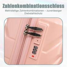 14"/19" 2-Piece ABS Spinner Suitcase Set With Combination Lock & 14" Cosmetic Bag (Black) - Pink - View 9