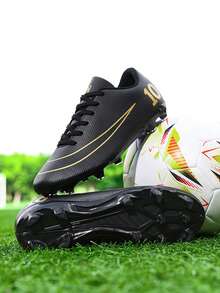 Unisex Youth Sports Football/Soccer Shoes, Campus Student Boys Girls Football Training Shoes, Long Studs Anti-Slip, Good Foot Feel, Lightweight & Comfortable - Black - View 6