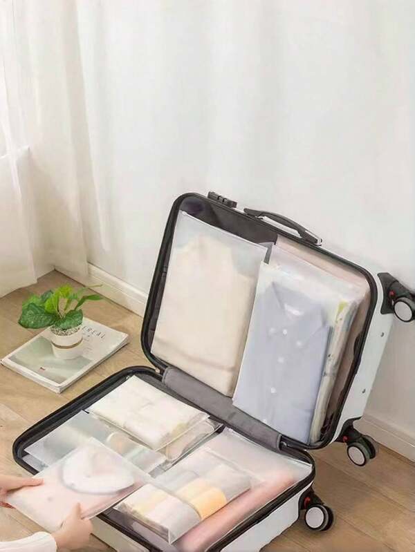 20pcs Random Clear&Frosted Zipper Storage Bags, Reusable Plastic Organizing Bags, Ziplock Packaging Bags For Storage Back To School. Travel, Organizing Cloth, Daily Item