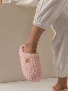 Unisex Plüsch Hausschuhe, Cartoon Bär Design, Rutschfeste Warme Innenfütterung, Paar Hausschuhe, Damen/Herren, Pink