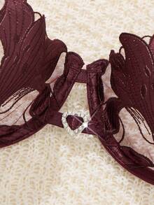 Women's Comfortable And Soft Embroidered Sexy Lingerie Set With Steel Rims, Heart-Shaped Design Women's Two Pieces Set And Adjustable Shoulder Straps Women's Bra And Underwear, A Daily Bra That Can Be Worn All Year Round,Christmas Gift