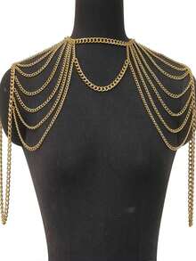 1pc Elegant Luxury Chain Necklace Shoulder Strap, Suitable For Women In Any Occasion - Gold - View 5