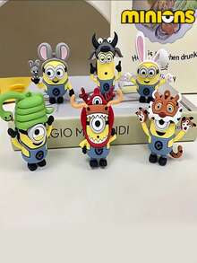 Minions 1 Pack/12 Sets Minions 12 Chinese Zodiac Series Keychains Cute Cartoon Doll Pendants PVC Soft Rubber Material Creative DIY Decorations Suitable For Family, Colleagues, Sisters, Girlfriends, Holiday Gifts, Party Gifts