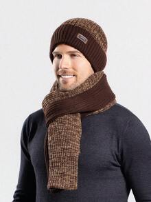 3 件/2 件男士针织帽、围巾和手套套装，针织套装，适合户外冬季保暖护耳针织帽