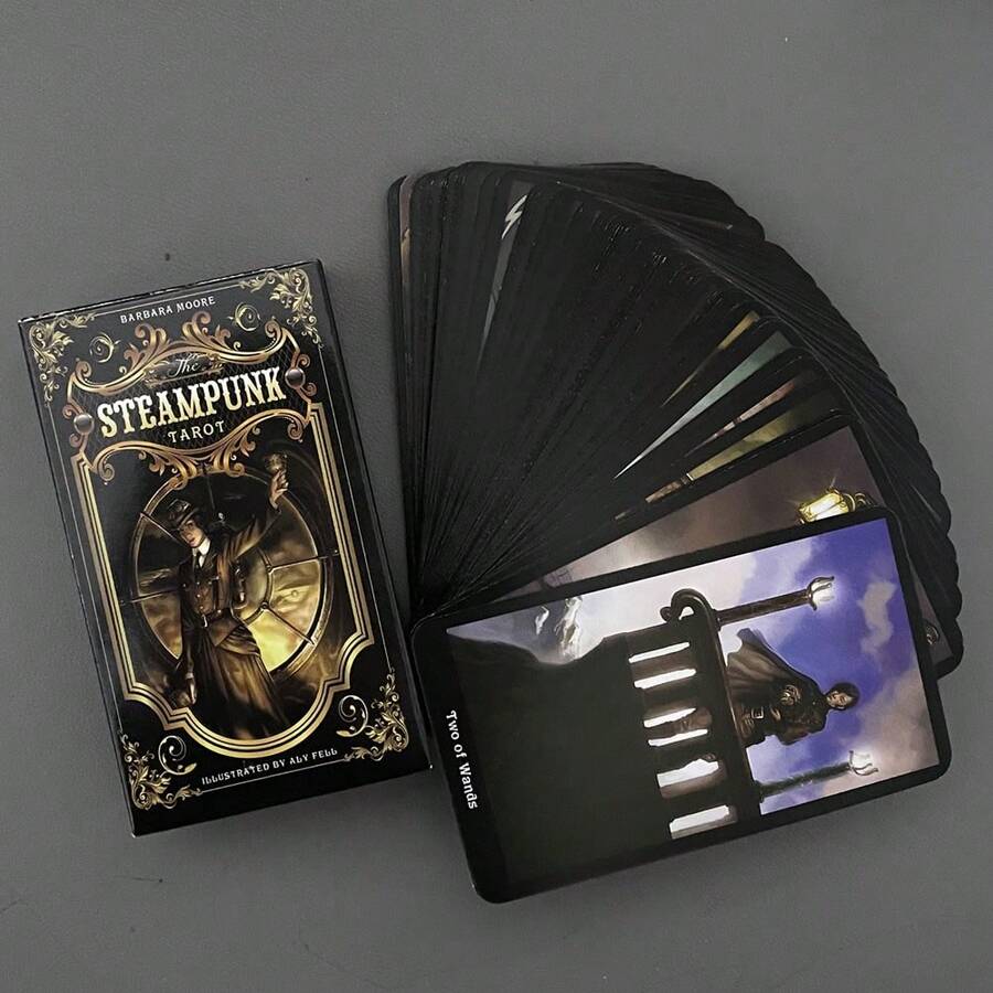 Tajemnice przyszłości z 78 kartami tarota steampunkowego. Karta tarota do wróżenia, gra towarzyska - karty