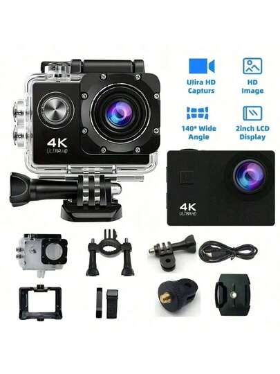1pc 4K Action Camera: Anti-Shake Mini Model, Motorcycle Dash Cam, Waterproof Underwater Camera, Outdoor Portable Camcorder, 18MP, Rechargeable, Cycling Video Recorder (Memory Card Not Included)