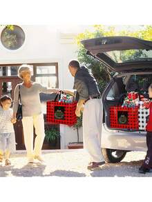 8 Stücke, große Weihnachtsgeschenktaschen, wiederverwendbare Tragetaschen mit Griffen, Nicht-gewebte Weihnachts-Einkaufstaschen für Feiertage und Weihnachten