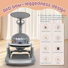 Andadera Musical Bebé Juguetes Interactiva Plegable 4-in-1,Andador para bebé, andador multifuncional con patas arqueadas, se puede empujar o sentarse para aprender a caminar. - Gris - Ver 3