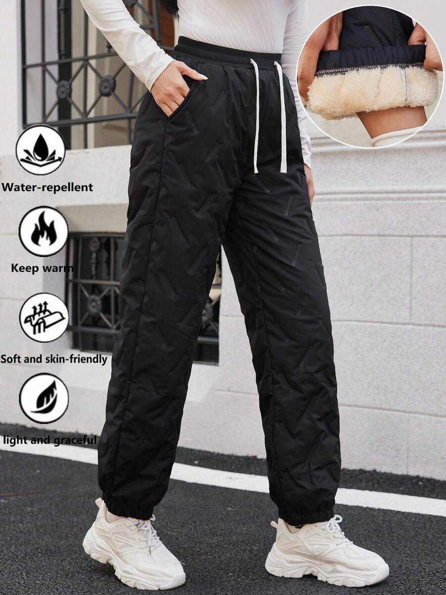 Lässige, sportliche und bequeme Loungewear & Street-Chic Stil schwarze Hose mit geripptem, strukturiertem Muster, perfekt für den täglichen Wintergebrauch, Gym-Workouts, Outdoor-Jogging, Regentags-Erledigungen