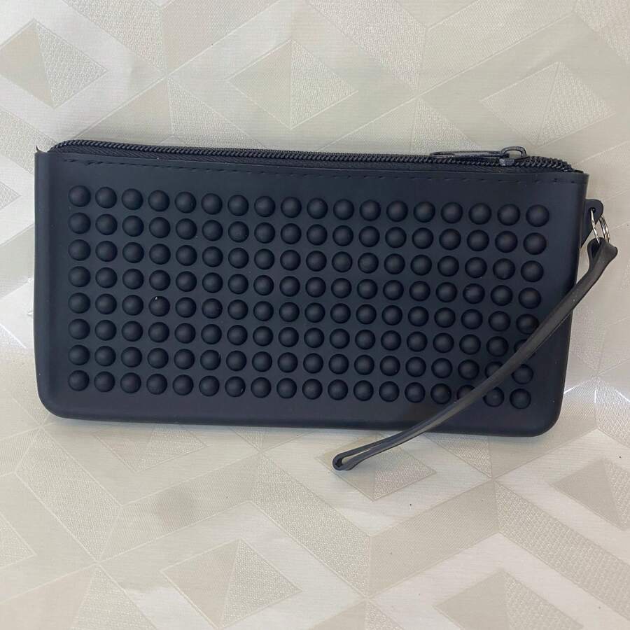 Toiletry Bag Case Purse Silicone Flexible Wallet Cell Phone Coin Card Makeup Holder - 黑色 - 查看 1