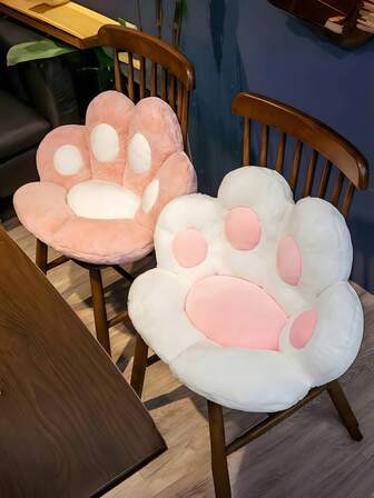 1 件冬季卡通熊掌半裹靠垫、办公室座垫、猫爪靠垫、家居装饰、圣诞装饰节日靠垫、家居圣诞礼物靠垫