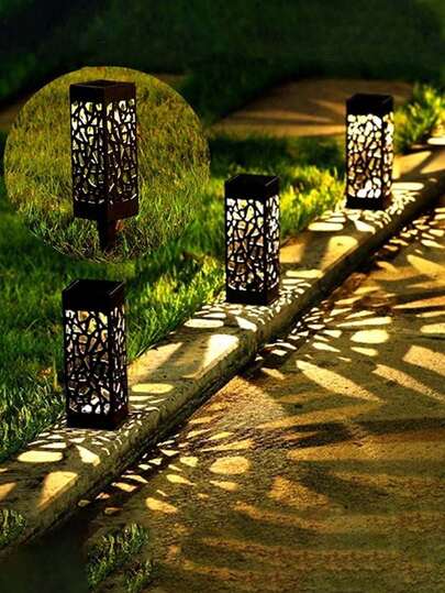 1/4/6pcs 600mah Solar Powered Plastic Outdoor Lawn Lights, Waterproof Gradient Black Outdoor Garden Lawn Atmosphere Lamp Suitable For Outdoor Yard Lawn