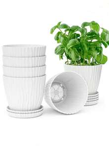 1pc Plain Color Flower Container, Simple Plastic Flower Pot For Home Decor And Garden - White - View 13