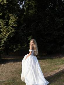 Elegant Sexy Off The Shoulder Wedding Dress,Modern Gown,White Wedding Dress With Drop Waistline,Corset Dress,Evening Party Dress Birthday Party Dress,Romantic Church Ceremony Wedding Dress,Suitable For Wedding,Dating,Party,Singles' Party,Vacation,Formal Occasions,Dinner Dress,Prom Dress,Homecoming - trắng - Xem 3