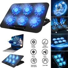 Gaming Laptop Cooling Pad With 6 Cooling Fans, USB Port, Adjustable Height Laptop Cooling Bracket, Suitable For 12-17 Inch Laptops - 所有 - 查看 1