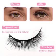 Pestañas postizas de visón sintético 3D, naturales y gruesas, con tallo rígido 3D y pegamento, adecuadas para amigos, parejas, viajes al aire libre, viajes de negocios, citas, fiestas de Halloween, cumpleaños, regalo para amigos