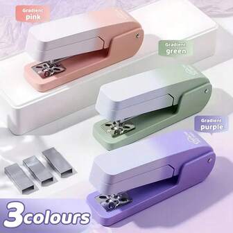 360 Degree Rotating Gradient Color Stapler, Easily Handles Multiple Pages, Can Staple Up To 25 Sheets, Multifunctional Manual Office Supplies
