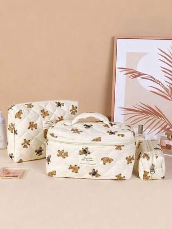 Cute Makeup Bag ,High-End Cosmetic Bags, Autumn And Winter Cosmetic Bags, Popular Niche Cosmetic Bags,Set Floral Cosmetic Bag Aesthetic Toiletry Travel Organizer Bag Gift,Can Hold Cosmetics, Suitable For Girls To Use Daily When Going Out Shopping, Vacation, Daily Necessities, Travel Essential Fashion Items, Is Good Gift For Women Girls Make Up Bag Makeup Pouch Toiletry Bag Wash Bag Cruise Essentials Vacation Essentials For Men Women