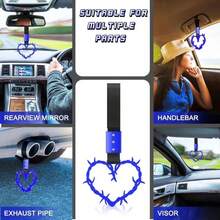 Fabbay 2 Pieces Heart Handle Keychains Car Accessory Heart Hand Strap Drift Charm For Car Interior Exterior Decoration(Blue,Thorns Style) - Màu B - Xem 6