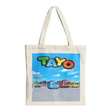 Tayo The Little Bus Aesthetic Canvas Tote Bag, No Zipper, No Pockets Inside, Concert Related Reusable Totes Bag - 白色 - 查看 4