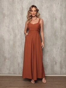 Casual Jumpsuit In Super Comfortable Marrant Fabric - 駝色 - 查看 1