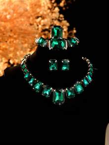 5pcs/Set Luxury Elegant Sophisticated Necklace, Earrings, Bracelet And Ring Jewelry Set, Suitable For Women's Daily Commute, Wedding, Party, Holiday Gift