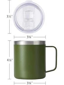 Termo para Cafe de Acero Inoxidable 400ml, Termo Taza para Café con Tapa Hermética, Pajita y Cepillo de Limpiezar, Taza Termica Frio y Caliente Portátil Vaso de Viaje para Cafe, Té, Agua y Una Variedad de Bebidas (oro rosa) - Verde oscuro - Ver 10