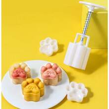 Mooncake Mold With 6 Stamps,Mid-Autumn Festival Hand-Pressure Flower Moon Cake Mould 50g DIY Decoration Mooncake Press Molds - Chân - Xem 2