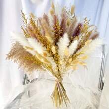27/38/45/100/110/200 Pcs Artificial Pampas Grass Bohemian Style Dried Flowers Bundle - 50 Stems Pampas Decor, 30 Natural Dried Feather Grass, 120 Natural Bunny Tails For Versatile Rattan Tabletop Decor - Beige - View 37