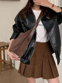 韩版麂皮单肩包女2025新款秋冬百搭斜挎包复古大容量通勤托特包