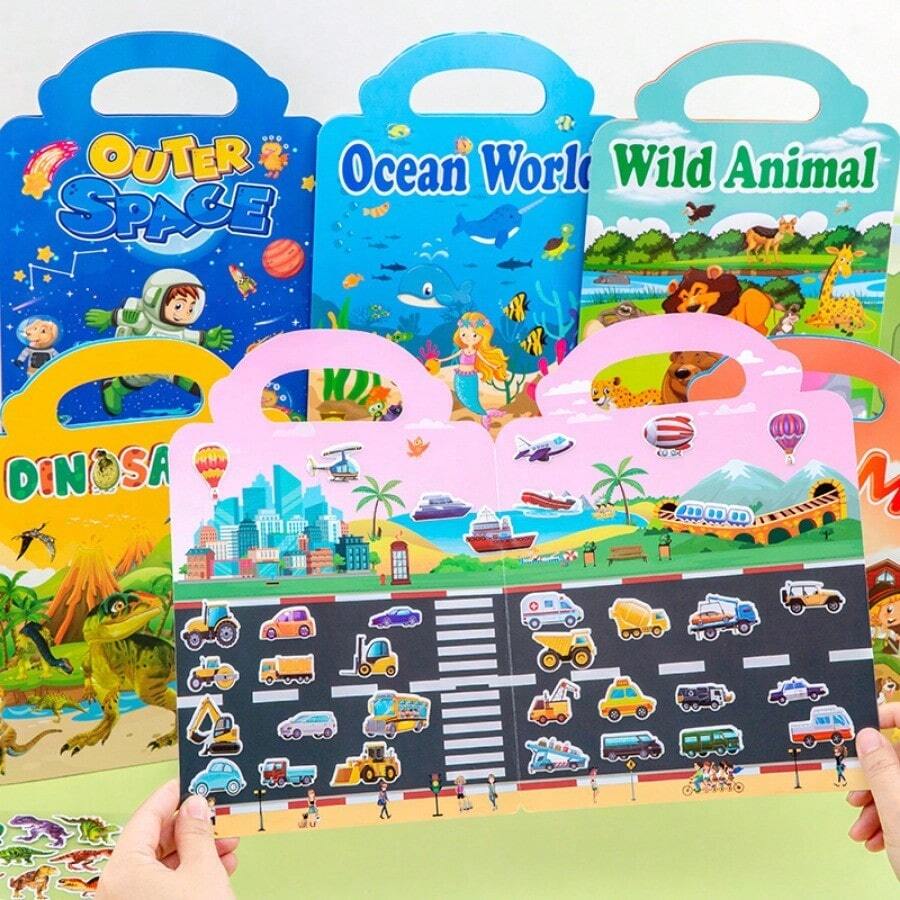 Nuevo libro de pegatinas para niños 2026, con variedad de pegatinas adorables de animales, juguete de aprendizaje sensorial, adecuado para niñas y niños, pegatinas lavables para preescolares, regalo ideal para vacaciones, regreso a la escuela, cumpleaños y recompensas - Multicolor - Ver 1