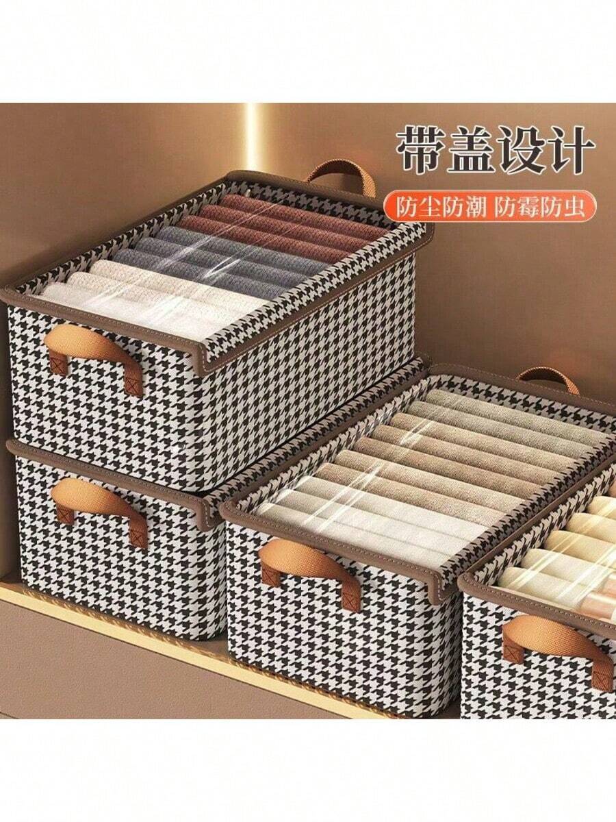 KIT 1 Children's Clothing And Toy Storage Box With Lid For Underwear And Pants-47*28*20cm - Rỉ Nâu - Xem 1