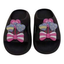 Cloud Slippers With Heart Bow For Girls, Delicate Children - 黑色 - 查看 2