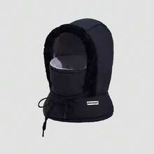 1pc Winter Thickened Quilted Bomber Hat With Scarf For Men & Women, Windproof Cycling Cap, Fashionable European Style