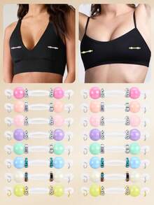 1 Pair Adjustable Sexy Rubber Fake Nipple Rings, No Piercing Required, Imitation Body Jewelry, Suitable For Men And Women, Available In Pink, Purple, Blue, Green, Yellow, For Daily Decoration - Fake Nipple Rings-a - View 1